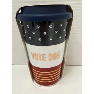DogHaus Vote Dog Ceramic Travel Tumbler 16oz Patriotic Paw Print Mug with Lid
